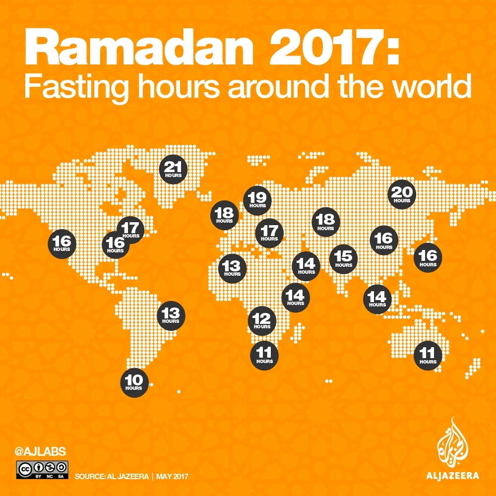 Ramadan 2017: Fasting Hours Around The World | | Al Jazeera for Sri Lanka Festival Ramadan Calendar