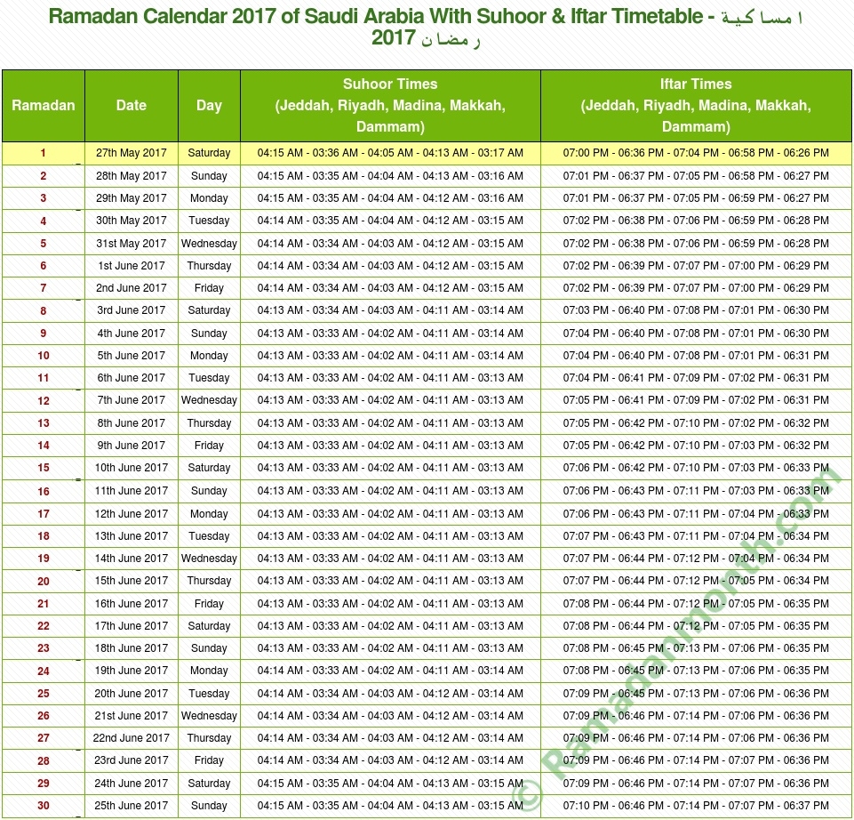Ramadan Calendar 2017 Saudi Arabia | Nabeel Ahamad | Ramadan regarding Calendar Of Ramadan In Saudi Arabia