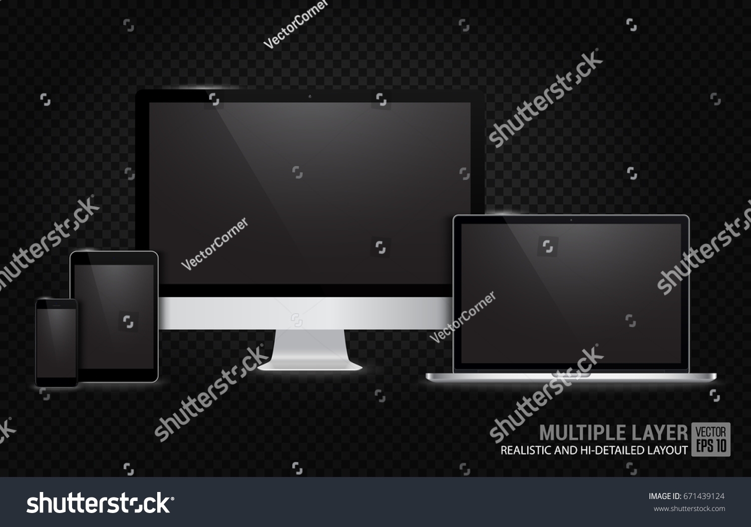 Realistic Computer Laptop Tablet Smartphone Blank Stock Vector pertaining to Blank Screensaver Template To Print