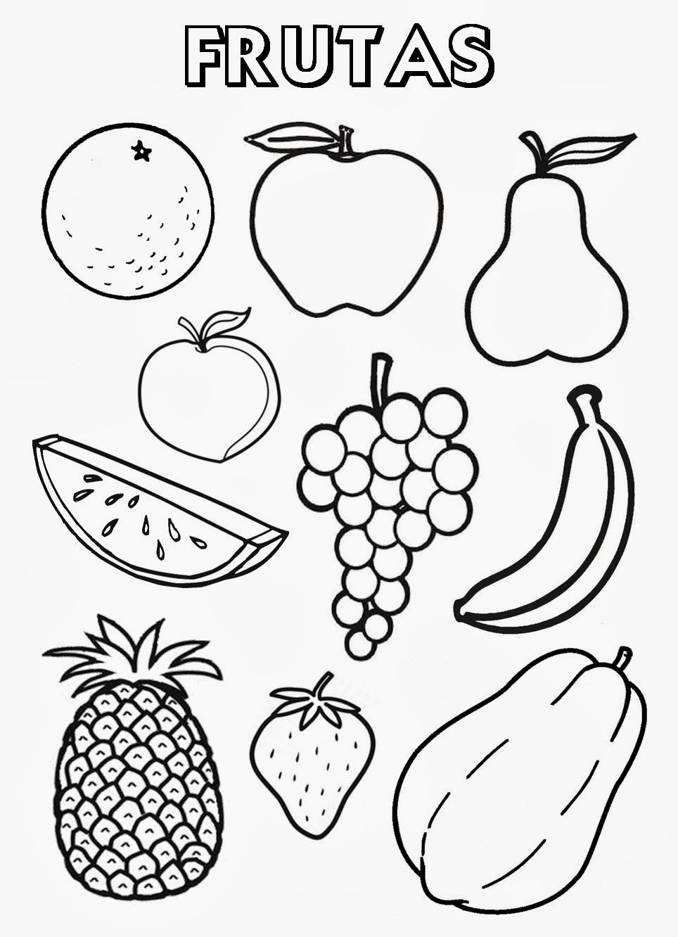 Recursos Para Educación Inicial: Frutas Y Verduras Para Colorear within Dibujos De Campos Sin Pintar De Preecolar