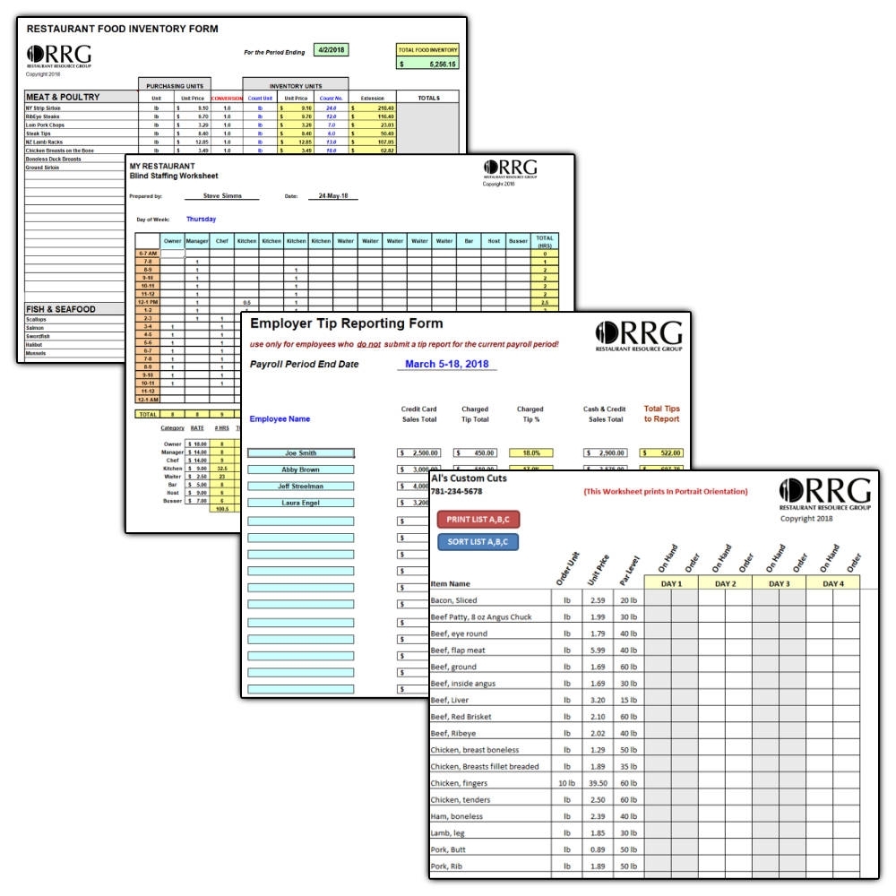 Restaurant Operations &amp; Management Spreadsheet Library regarding 3 Day Shift Restaurant Template Sheets Excel