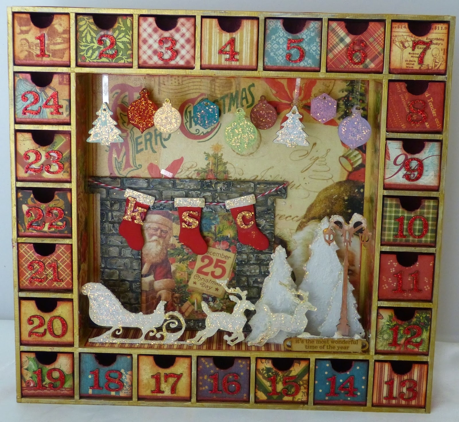 Sacrafters: Altered Advent Calendar Shadow Box throughout Wooden Shadow Box Advent Calendar