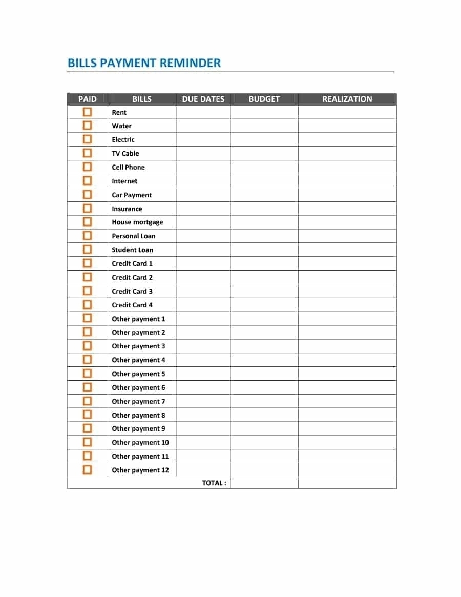 Salary And Bill Payment Schedule Template Printable | Template with Salary And Bill Payment Schedule Template Printable