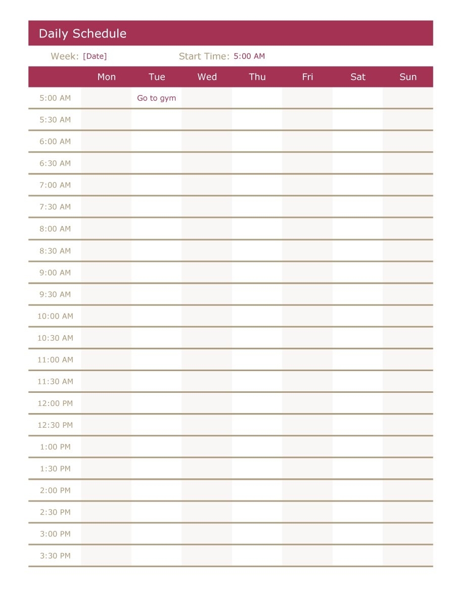 Schedule Template Editable Y Printable Planner Templates Free Lab intended for Large Printable Daily Schedule Template