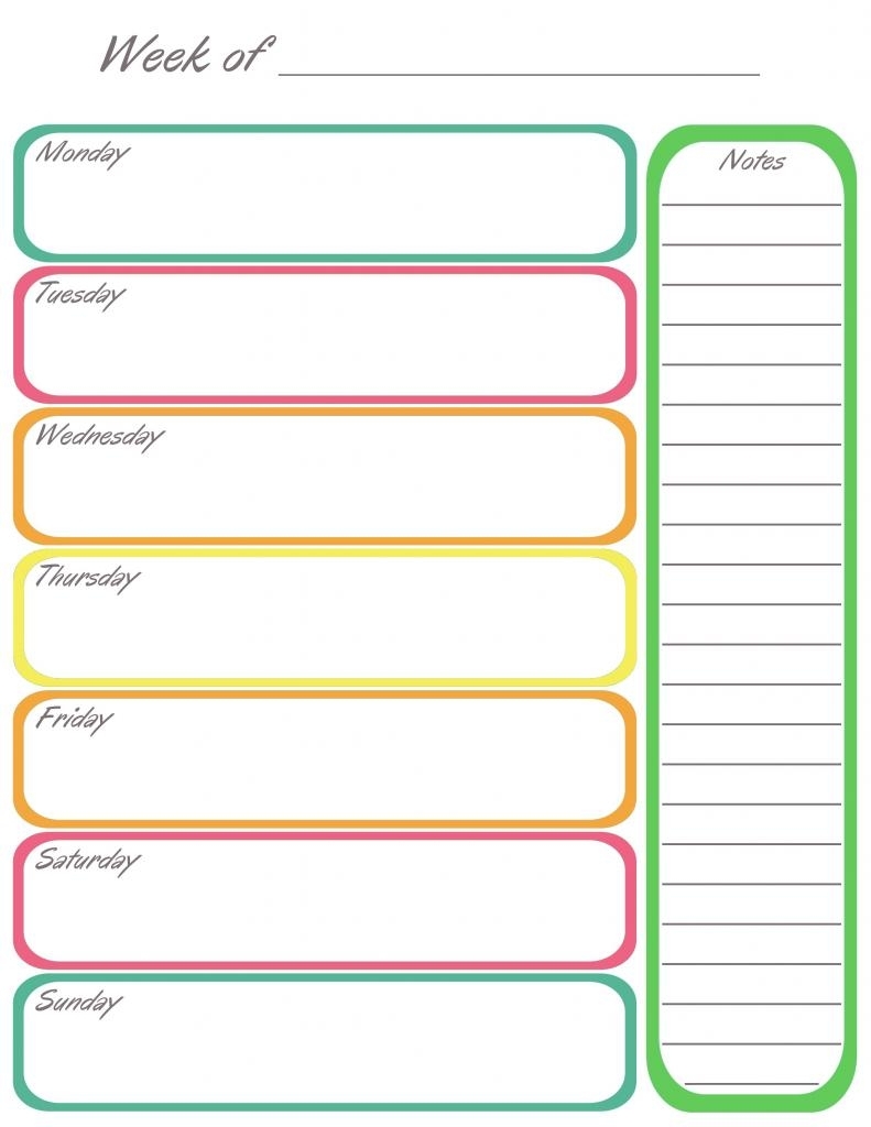 Schedule Template One Week Blank Calendar Planner | Smorad throughout One Week Blank Calendar Printable