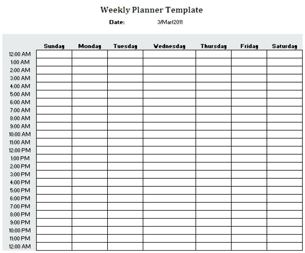 work week by hour schedule template