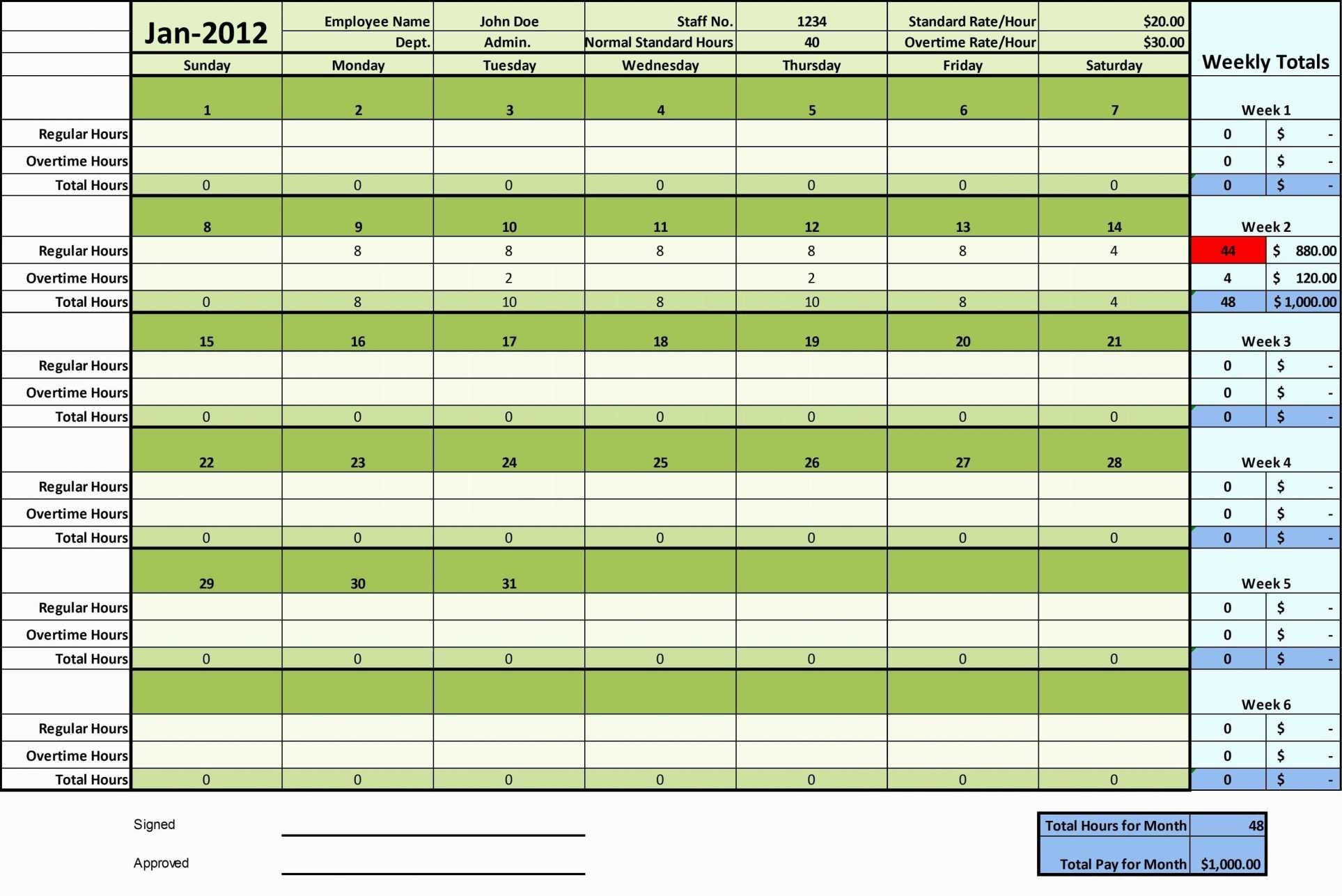 Excel Template For Tracking Hours By Tasks