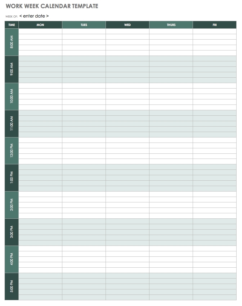 Schedule Template Weekday Dar Free Weekly Templates Smartsheet intended for Weekday Schedule With Time Slots