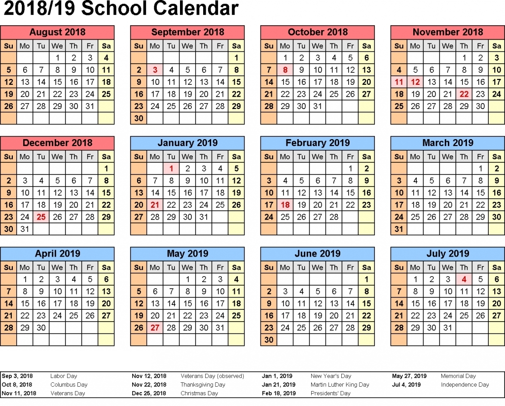 School Calendar And Holidays 2019 • Printable Blank Calendar Template with regard to Free Printable Calendar Numbers For School Year