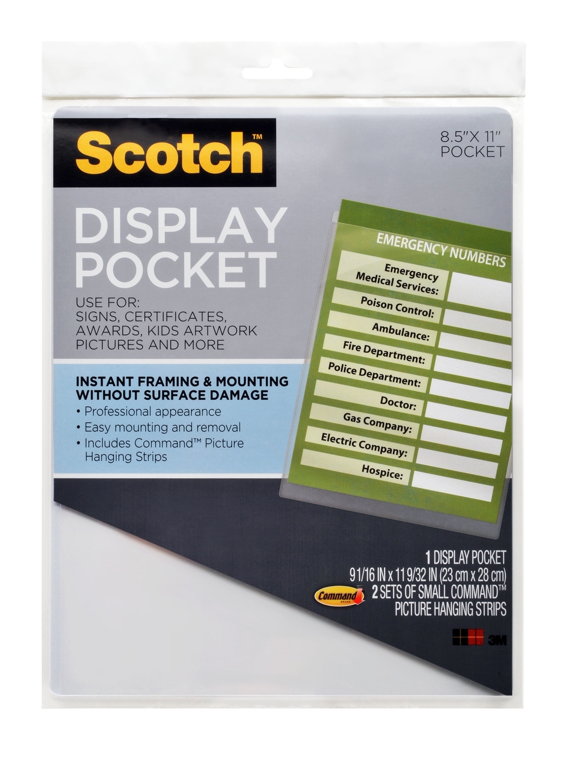 Scotch Mountable Display Pocket With Command Strips, Clear Plastic within Acrylic Wall Displays Fitness Schedules