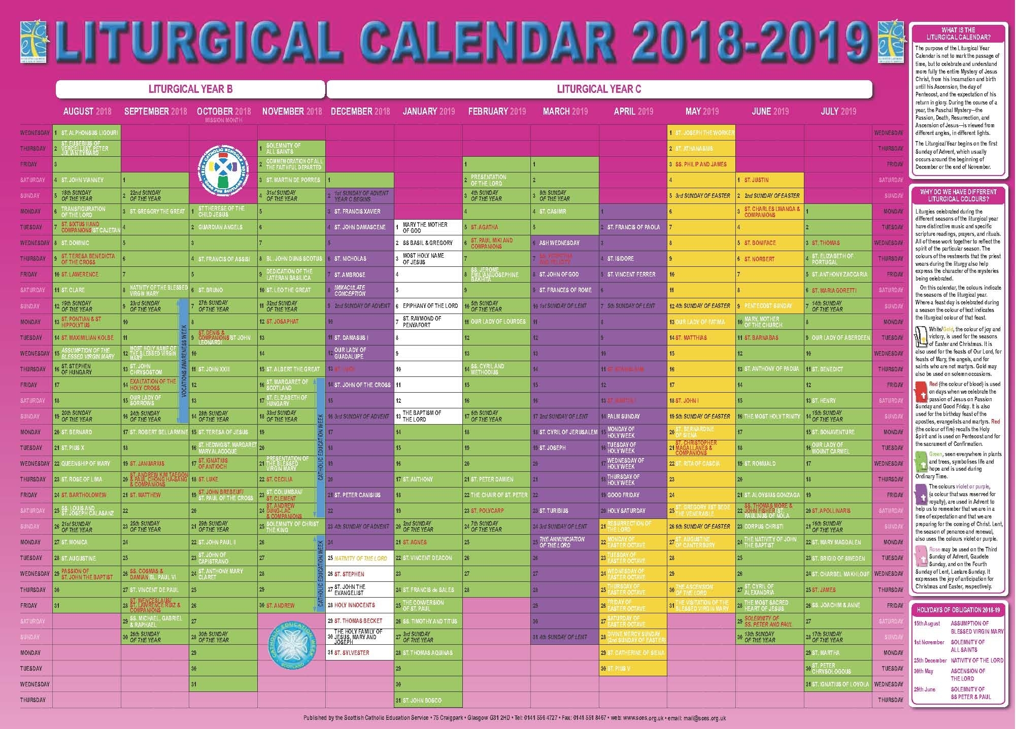 Scottish Catholic Education Service | Sces | Liturgical Calendar pertaining to Teaching The Catholic Liturgical Calendar