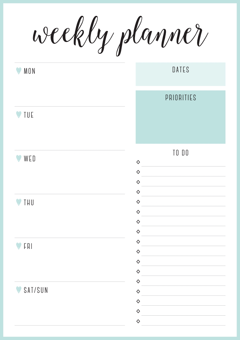 Sea - Weekly Planner - Portrait - A4.pdf | Life. | Weekly Planner in Free Printable Weekly Calendars Pdf