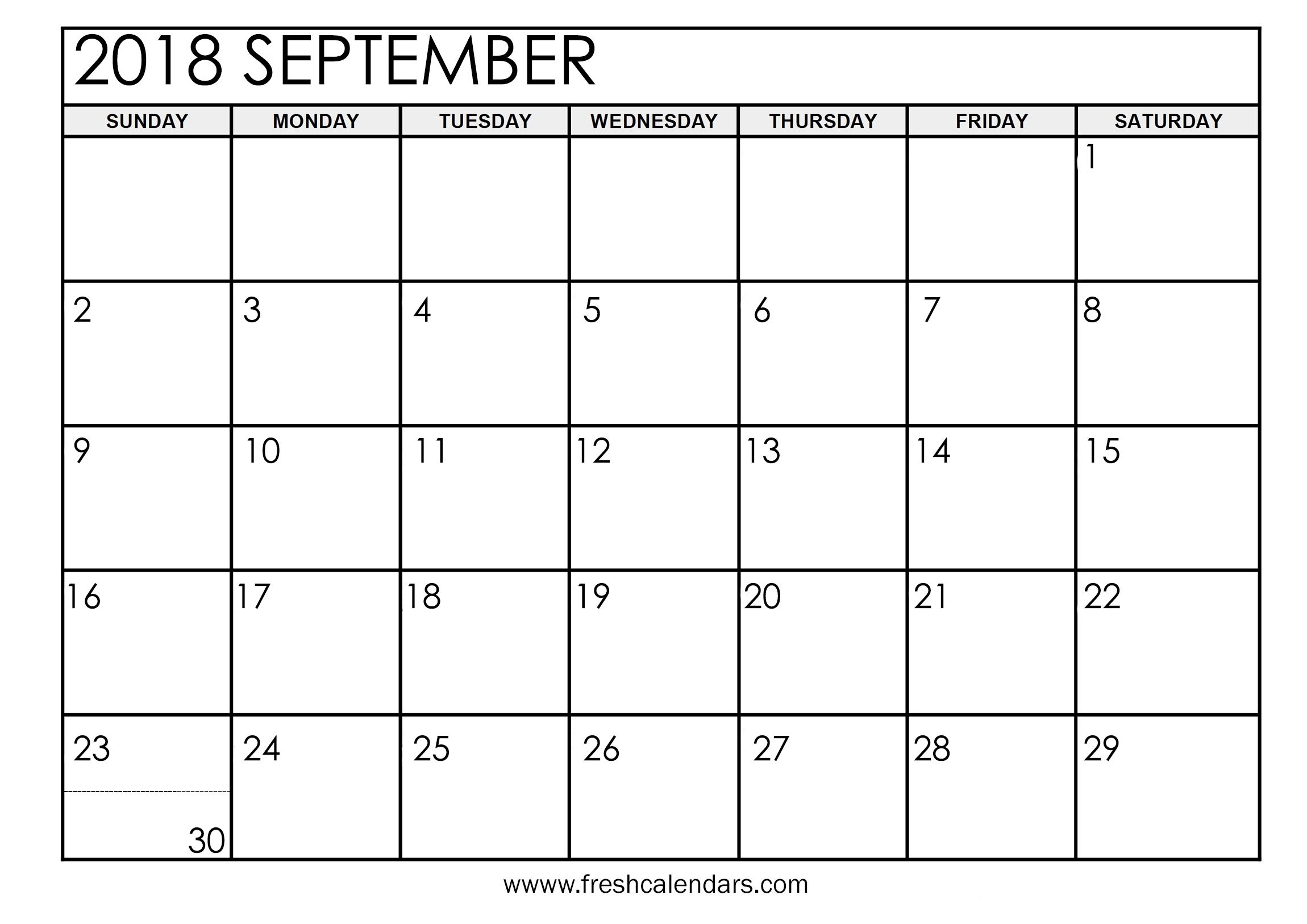 September 2018 Calendar Printable - Fresh Calendars regarding Large Printable September Calendar With Holidays