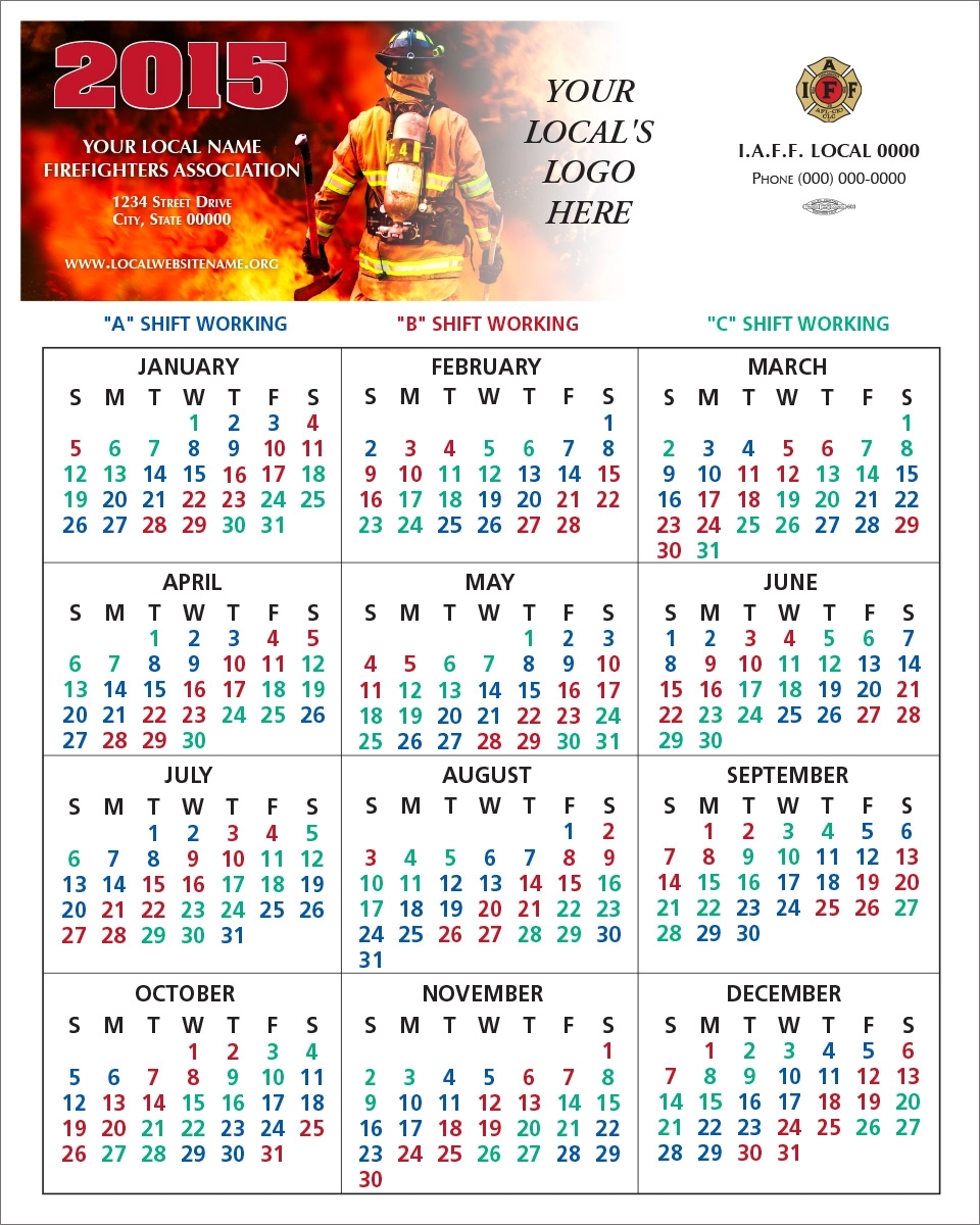 Shift Calendars — Firefighters Print &amp; Design for A B C Shift Calendar