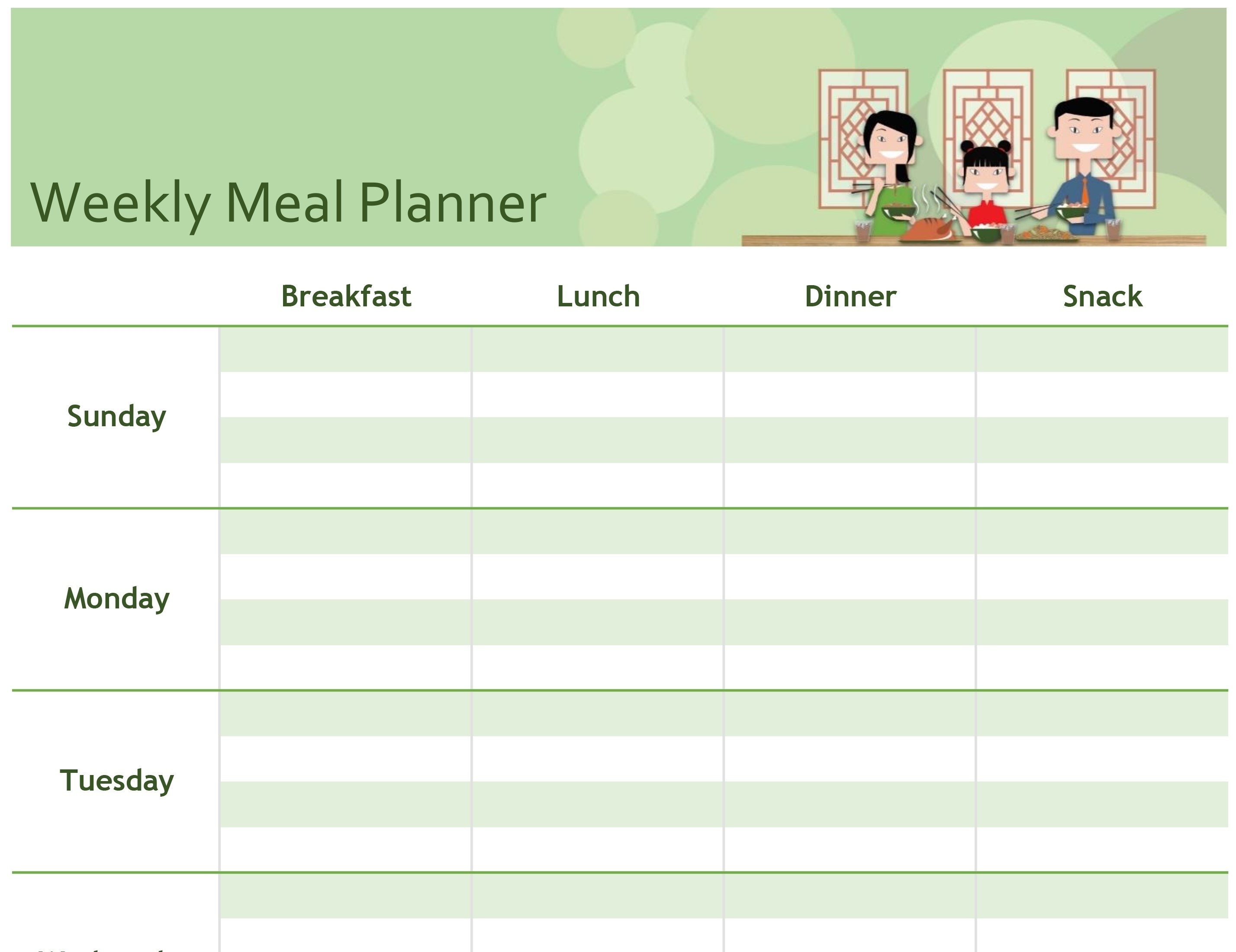 Simple Meal Planner pertaining to 1 Week Menu Calendar Template