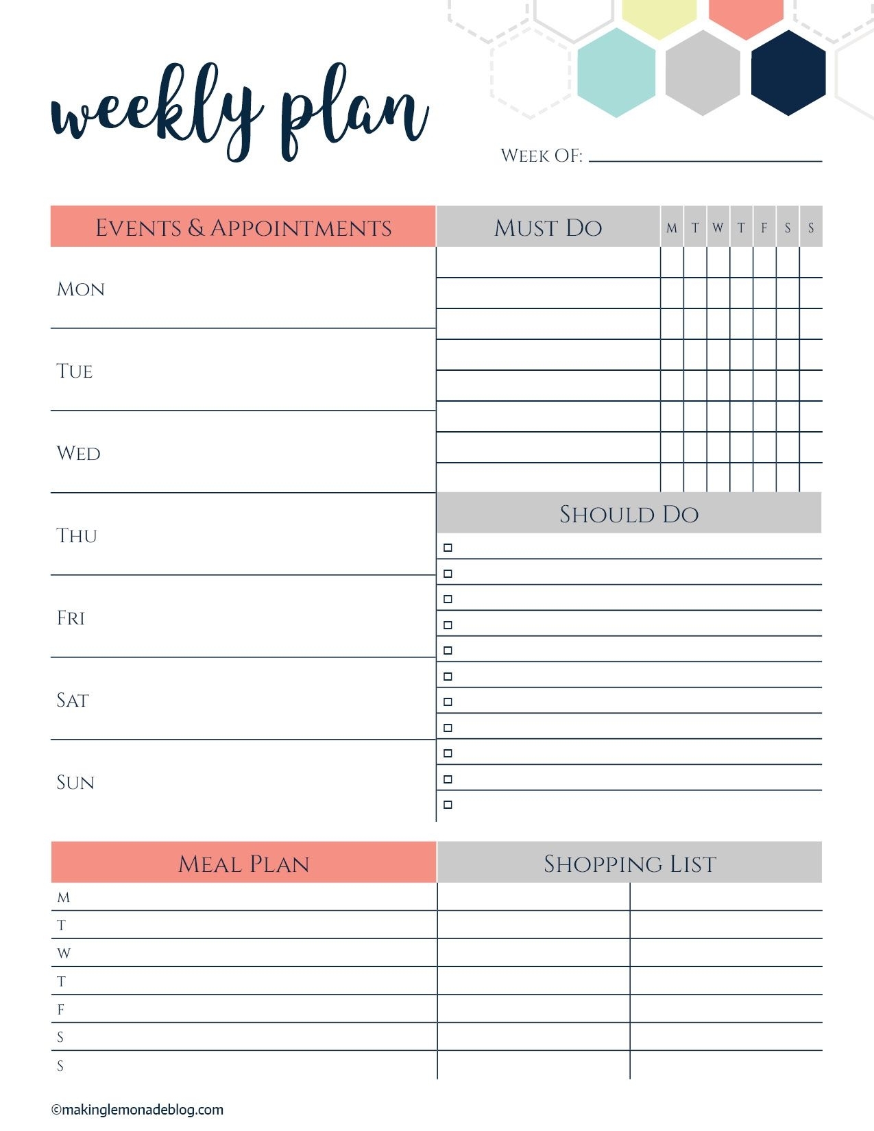 Slayyyyy Those Goals! This Free Printable Weekly Planner Organizes with regard to Free Printable Weekly Schedule Planner
