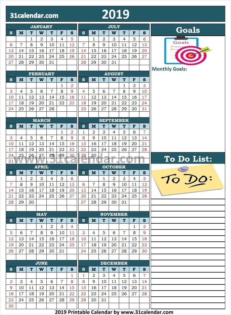 Small Year Calendar 2019 Printable | 2019 Yearly Blank Templates in Small Calender For July And Agust