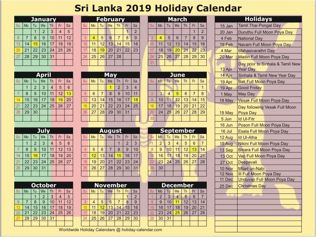 Sri Lanka 2019 / 2020 Holiday Calendar throughout Sri Lanka Festival Ramadan Calendar