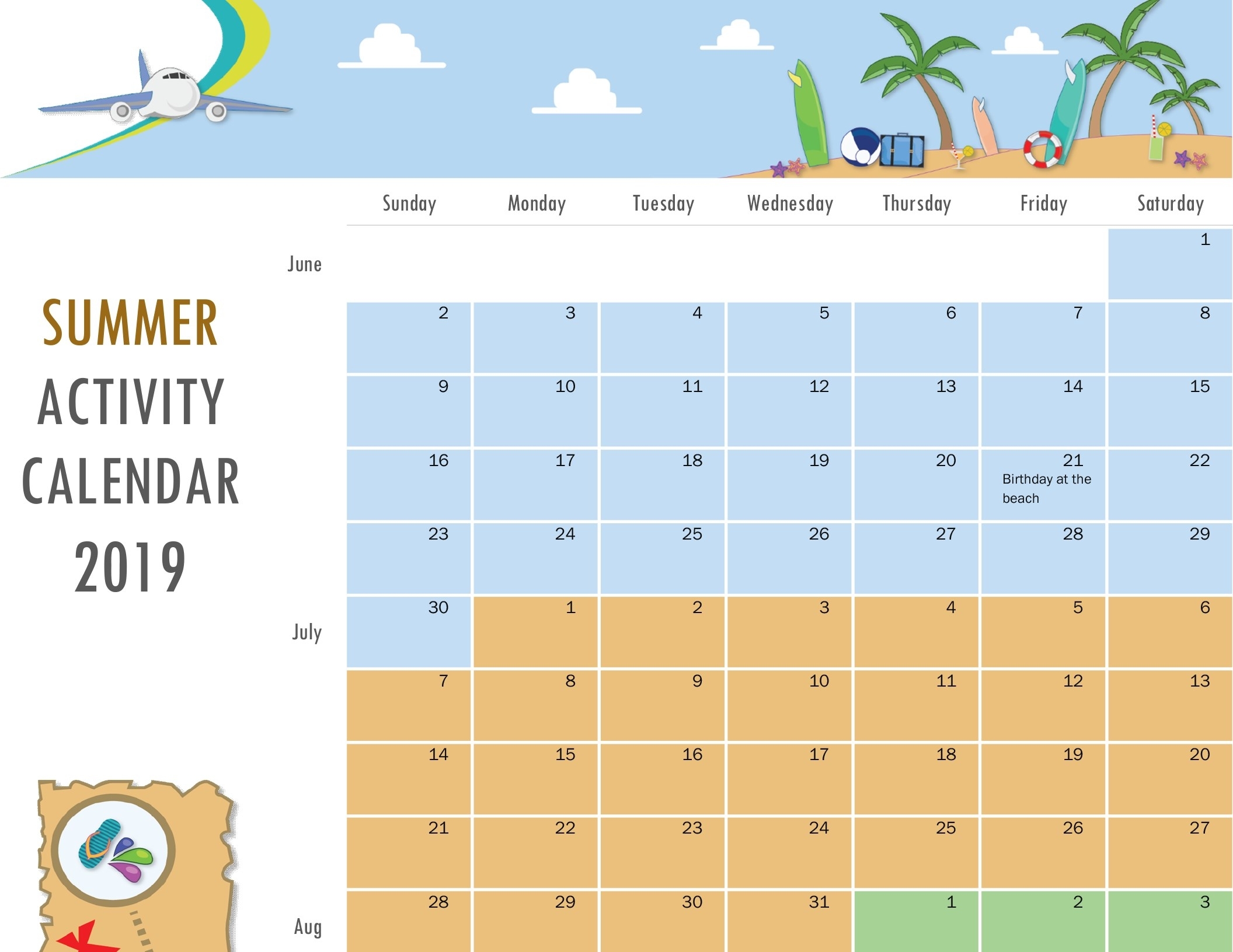 Summer Activity Calendar intended for Summer Picture For Birthday Calendars