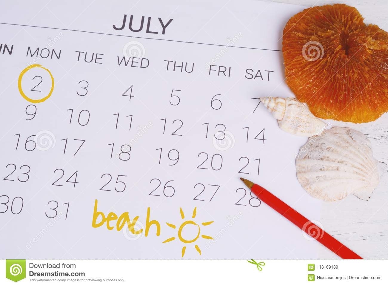 Summer Calendar Schedule. Stock Image. Image Of Birthday - 118109189 regarding Summer Picture For Birthday Calendars