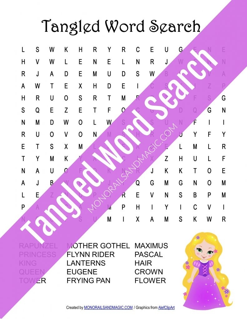 Tangled Word Search Free Printable regarding Disney Princess Word Search Printable