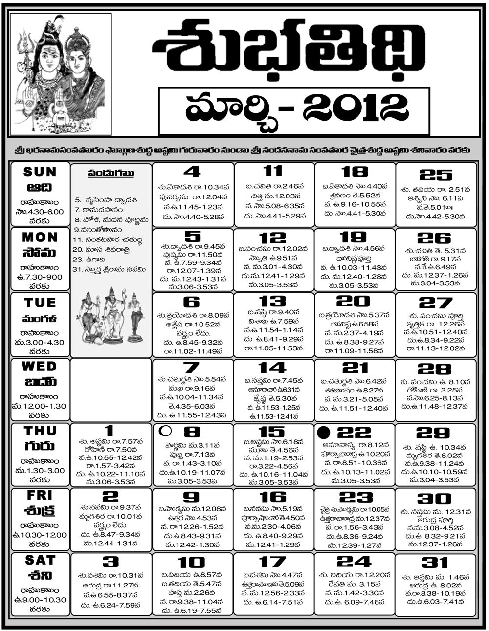 Telugu Calendar 2012 | Telugu Calendar 2011 | Telugu Calendar 2010 intended for Hindu Calendar With Tithi 2012 March