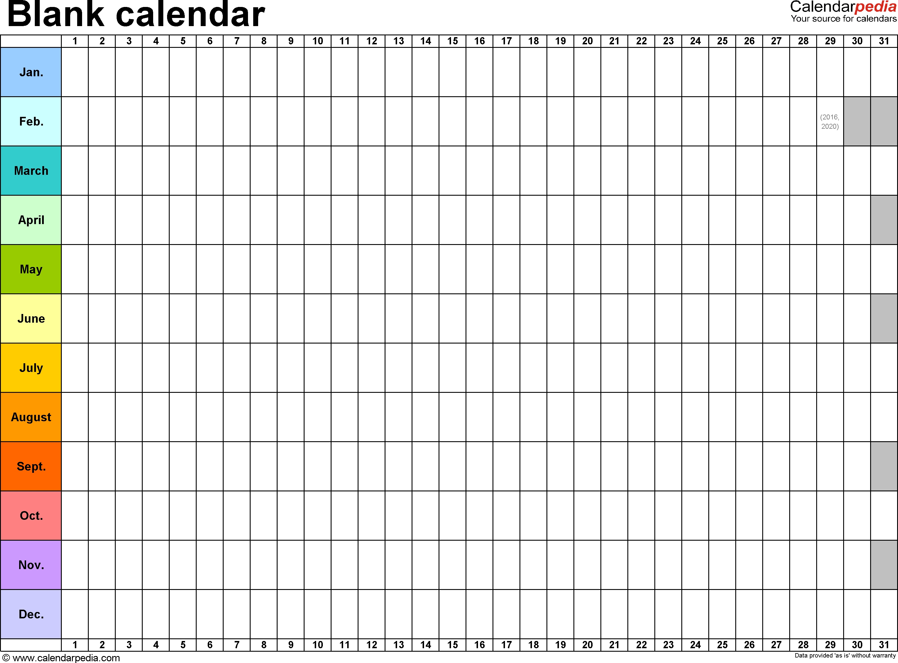 Template 2: Excel Template For Blank Calendar (Landscape Orientation with regard to Free Printable Weekly Schedule Page