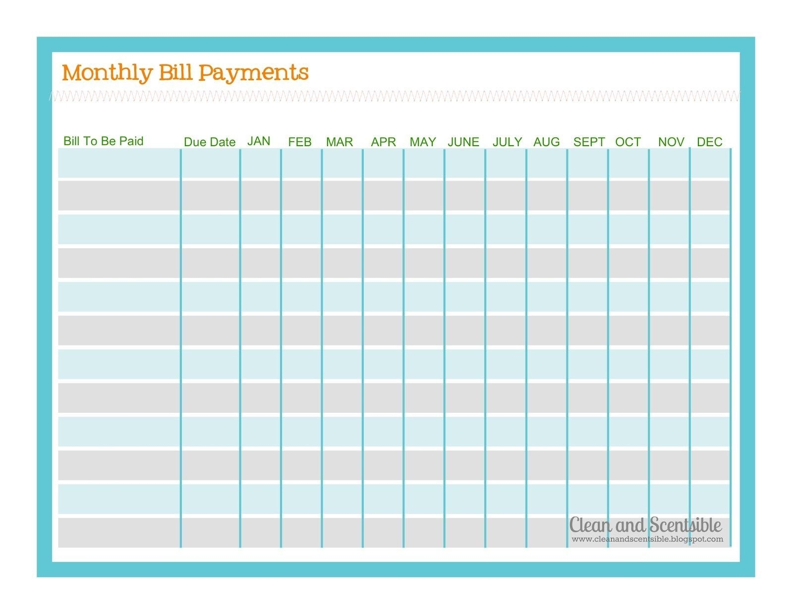 Template For Monthly Bills. Results For Template For Paying Monthly with Bill Due Date Calendar Printable