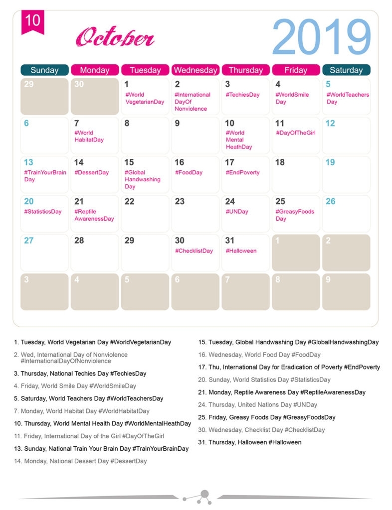 The 2019 Social Media Holiday Calendar - Make A Website Hub throughout National Days Of The Year Calendar