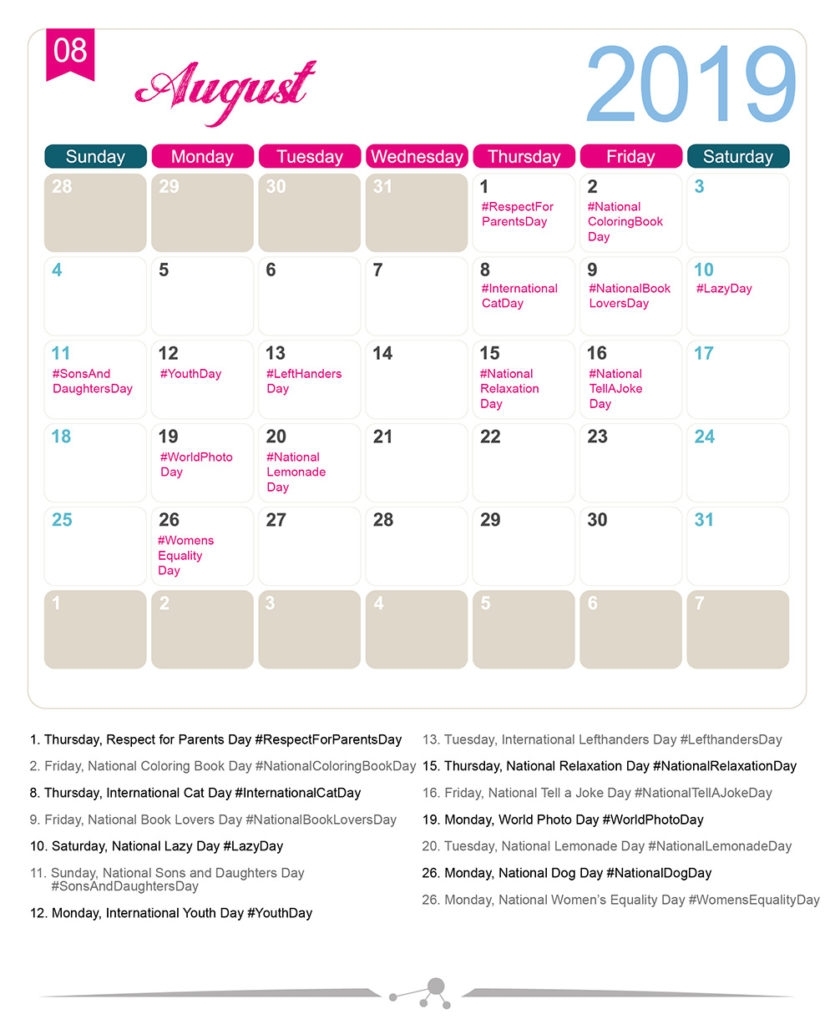 The 2019 Social Media Holiday Calendar - Make A Website Hub with regard to Calendar Of National Theme Days