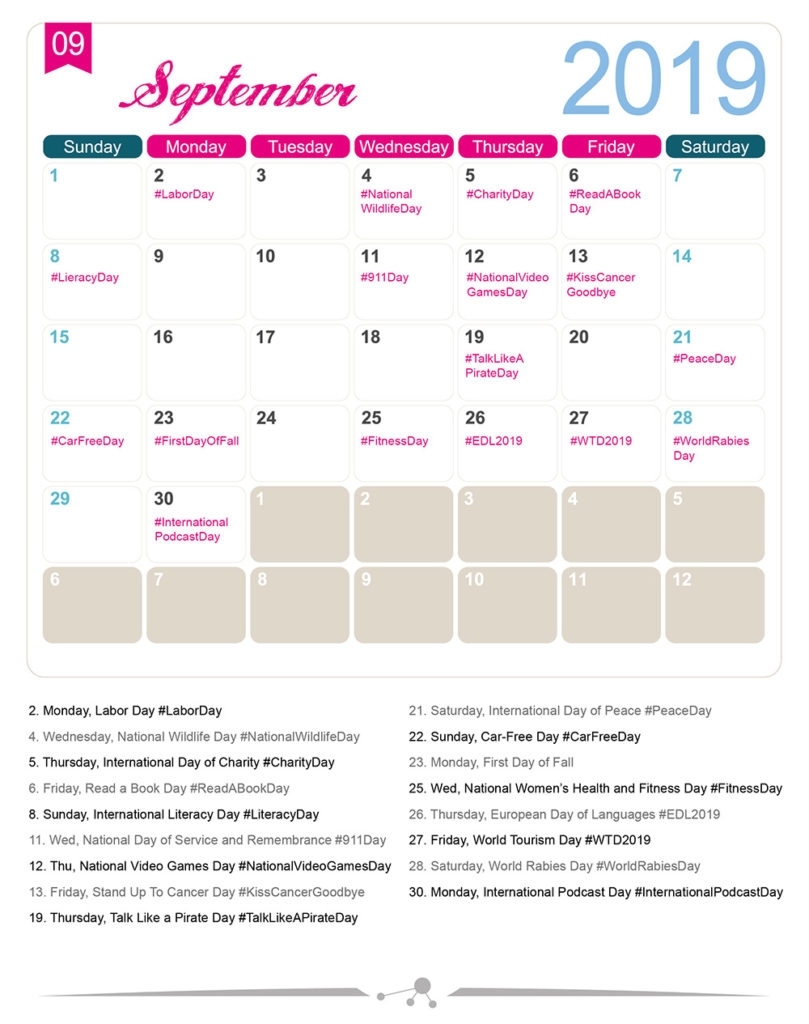 The 2019 Social Media Holiday Calendar - Make A Website Hub within National Days Of The Month June