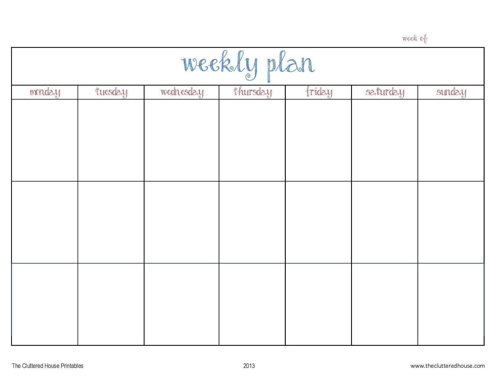 Monday To Friday Planner Template