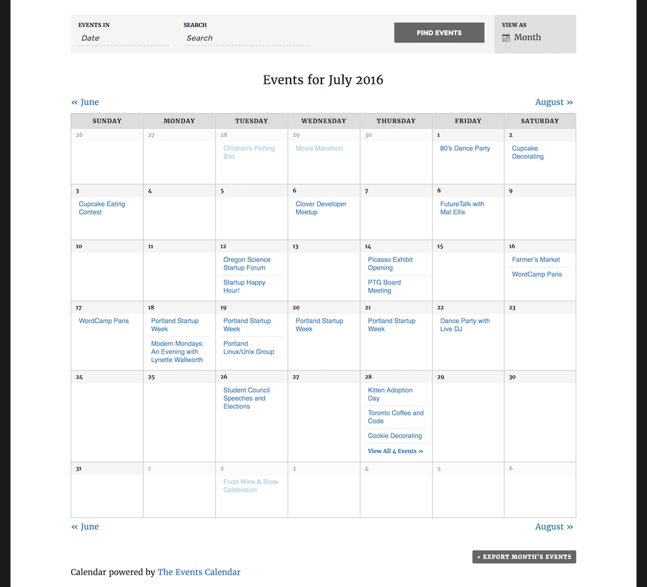 The Events Calendarmodern Tribe regarding Examples Of Calendar Of Events