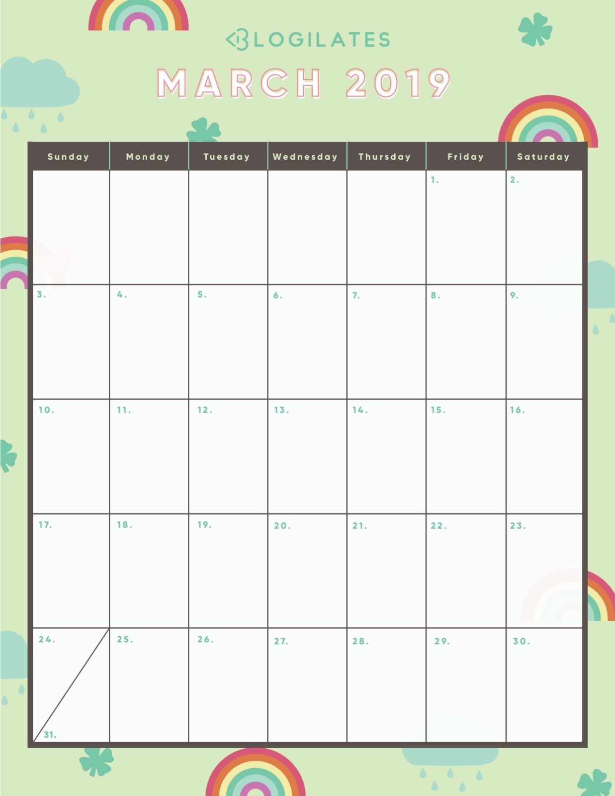 The Legit Cutest 2019 Printable Calendars! – Blogilates intended for Calendar Of February Month Of 100 Years