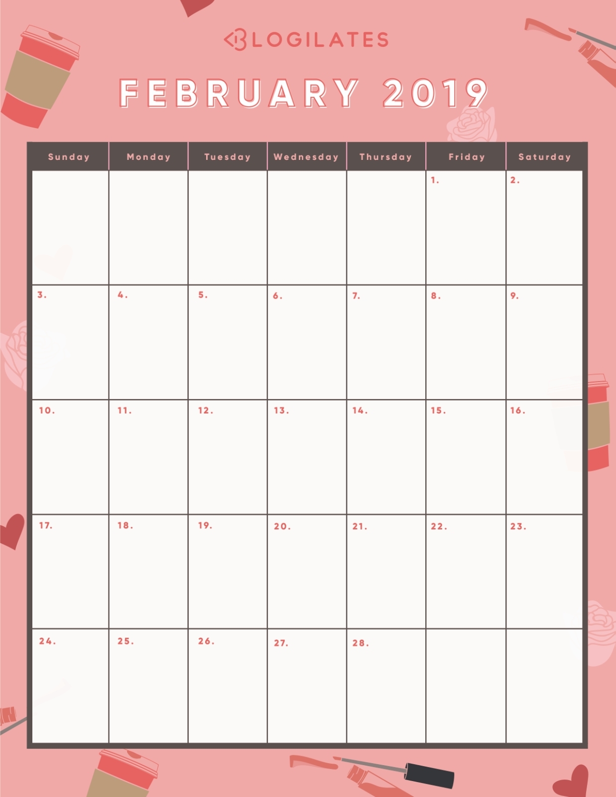 The Legit Cutest 2019 Printable Calendars! – Blogilates with regard to Printable Fill In Lifting Scedual