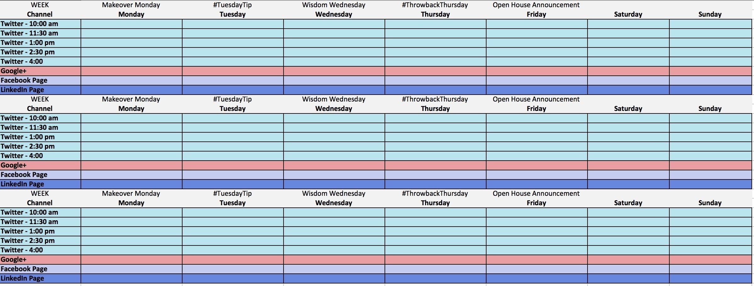 Social Media Posting Calendar Template Free Printable Excel