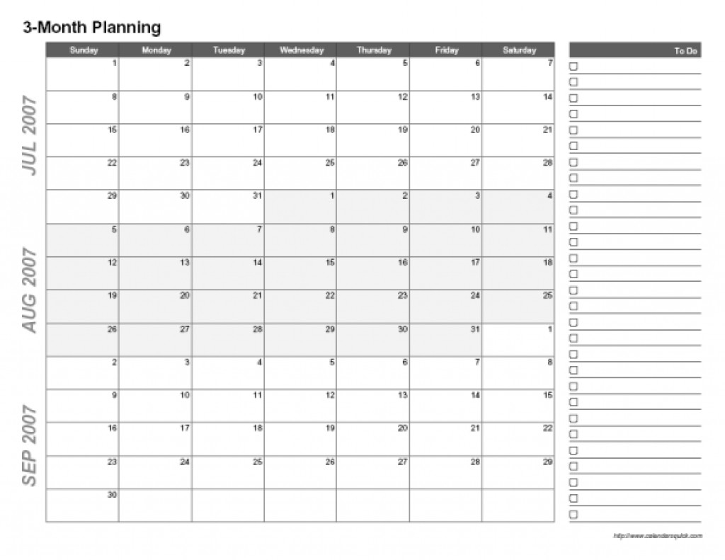 Three Month Calendar Template - Free Calendar Collection throughout Free Printable Three Month Calendar