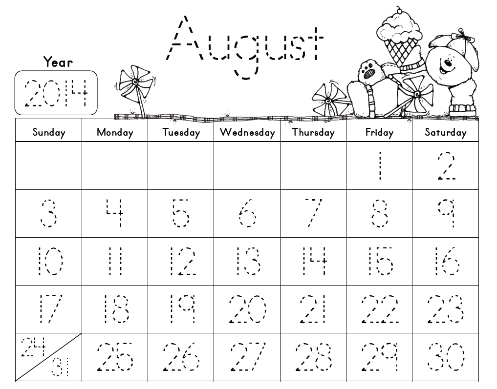 Traceable Monthly Calendars. These Are Free And So Kid Friendly for Free Behavior Calendars For Kindergarten