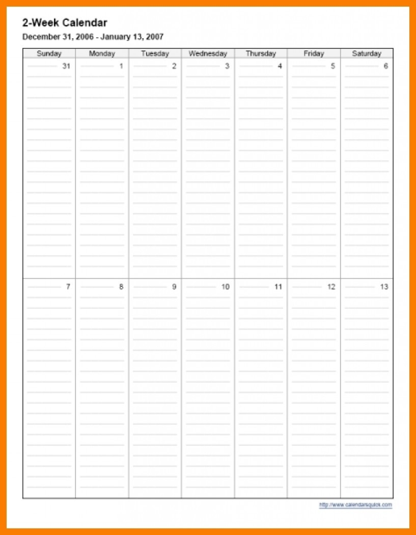 Two Week Calendar Template Schedule Printable Pdf Free | Smorad in Pictures Of A Two Week Calendar