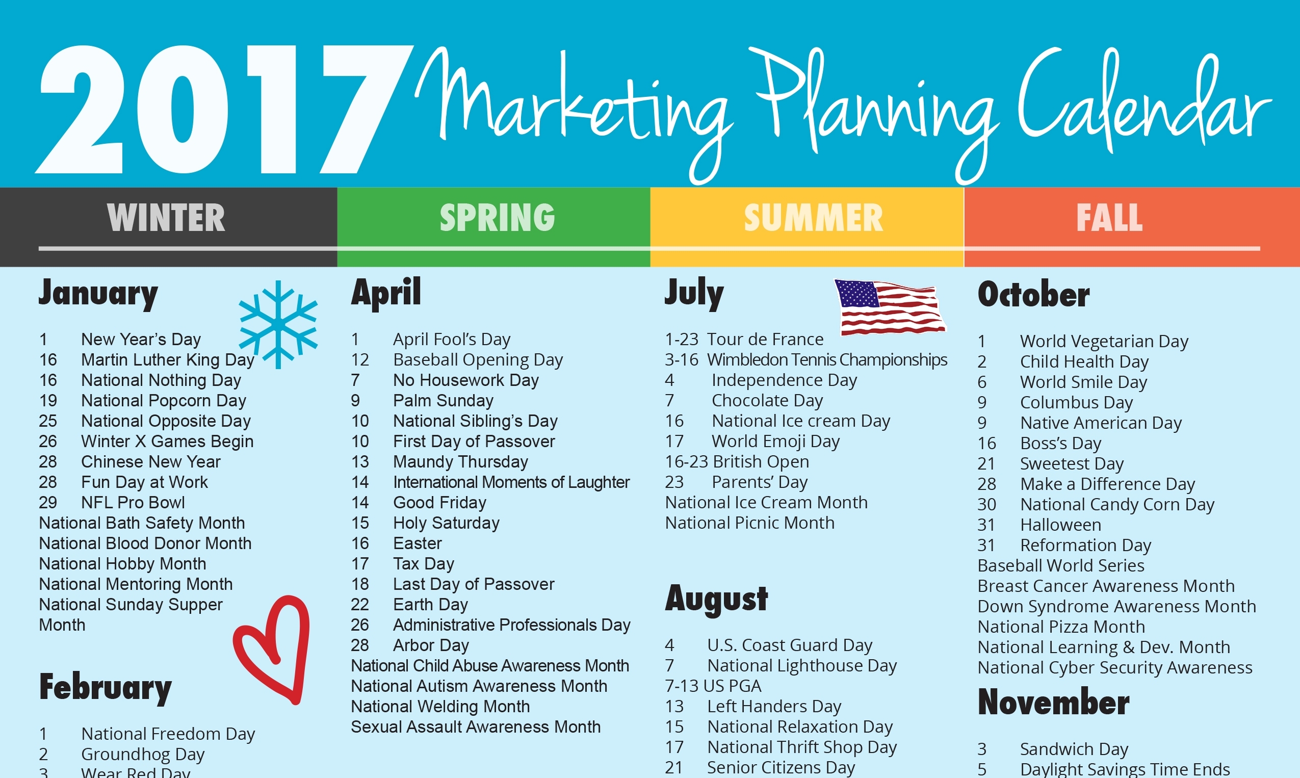 Ultimate 2017 Marketing Planning Calendar - Vandenberg Web + Creative inside Calendar Of All National Days August