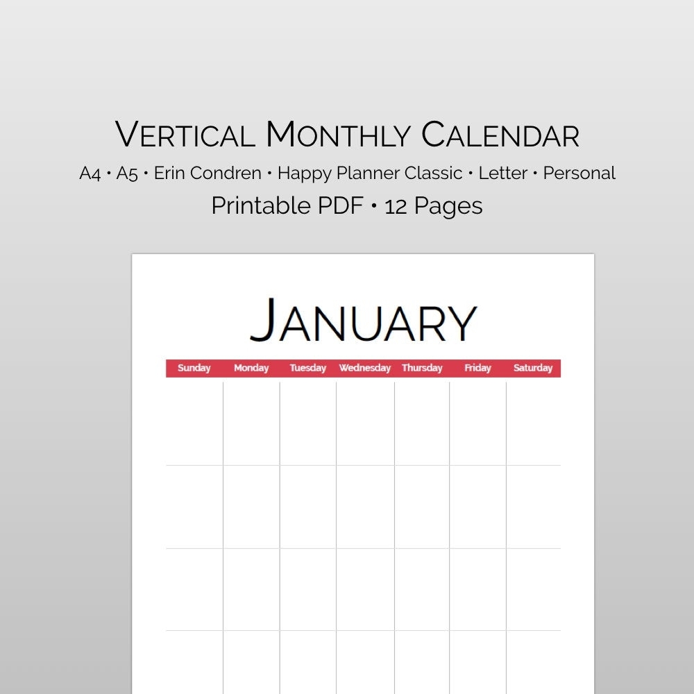 Undated Printable Monthly Calendar Planner Insert For A4 A5 | Etsy pertaining to Undated Printable Monthly Calendar Free