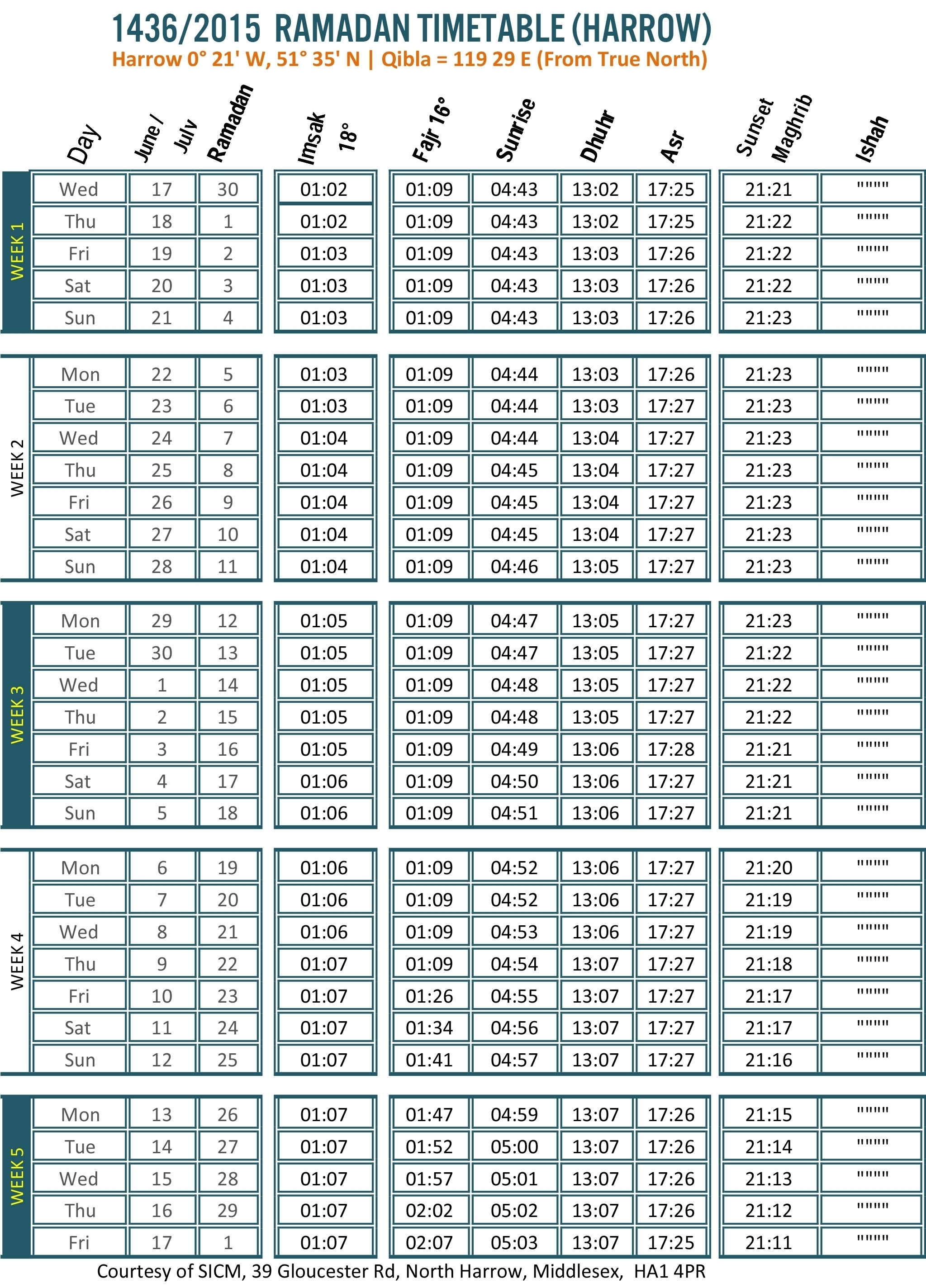 Urdu Calendar With Time Table