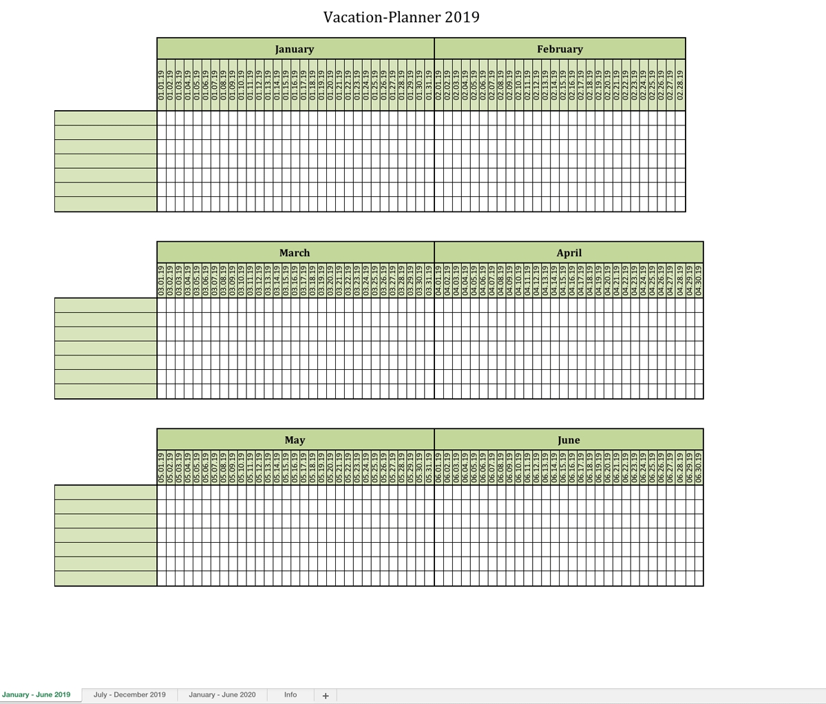 Vacation-Planner 2019 | Excel Templates For Every Purpose for Calendar For Employees Vacation List