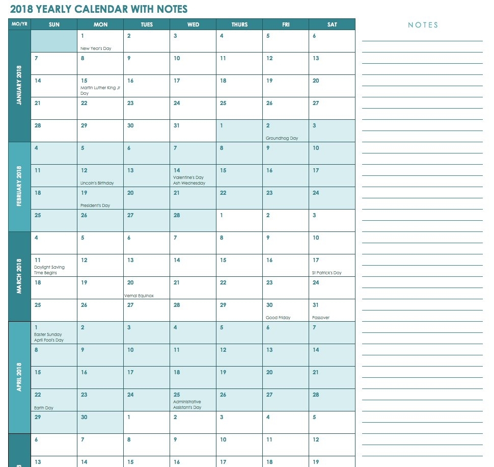 Schedule At A Glance Template