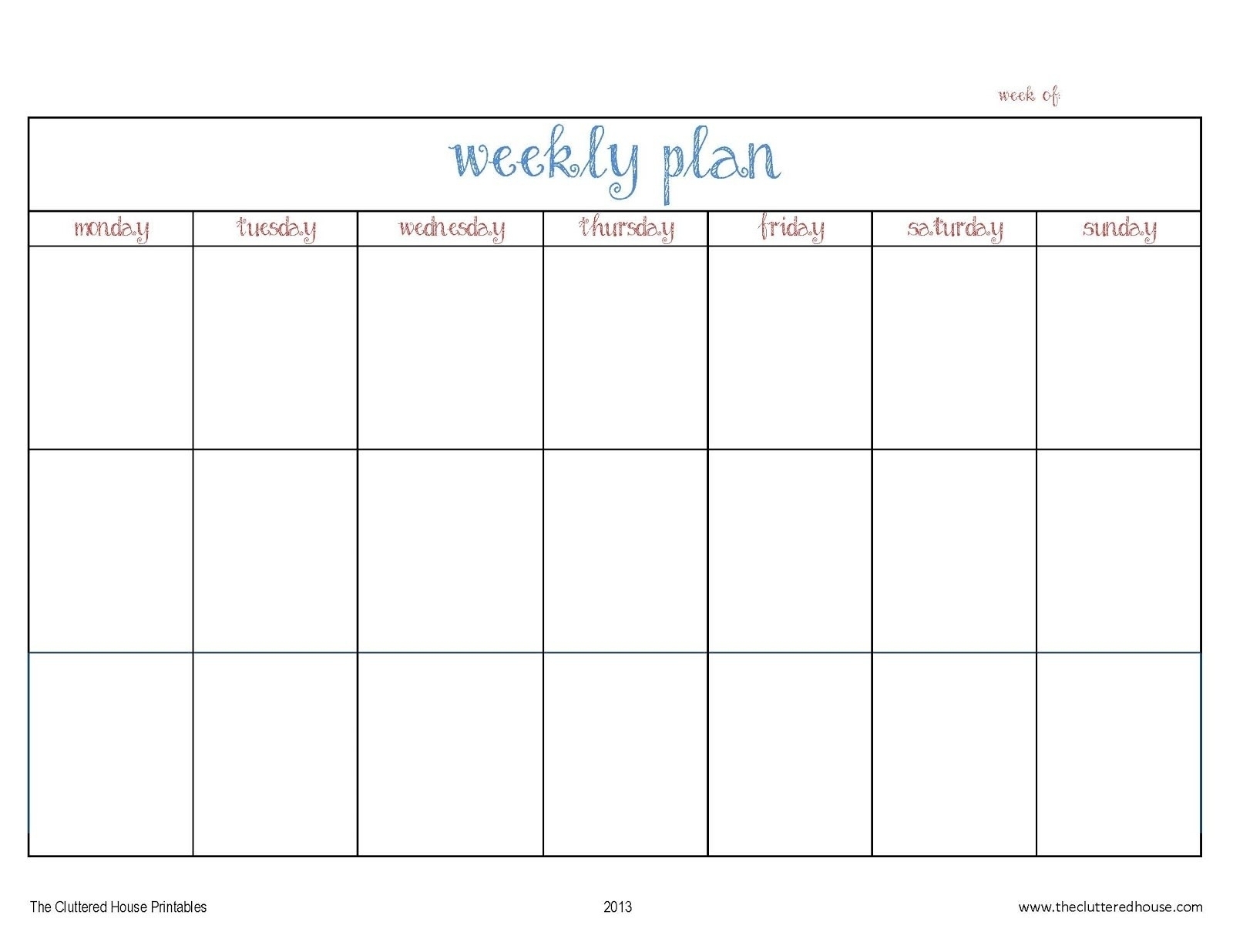 Week Calendar Template Schedule Day Printable | Smorad within 7-Day Week Blank Calendar Template