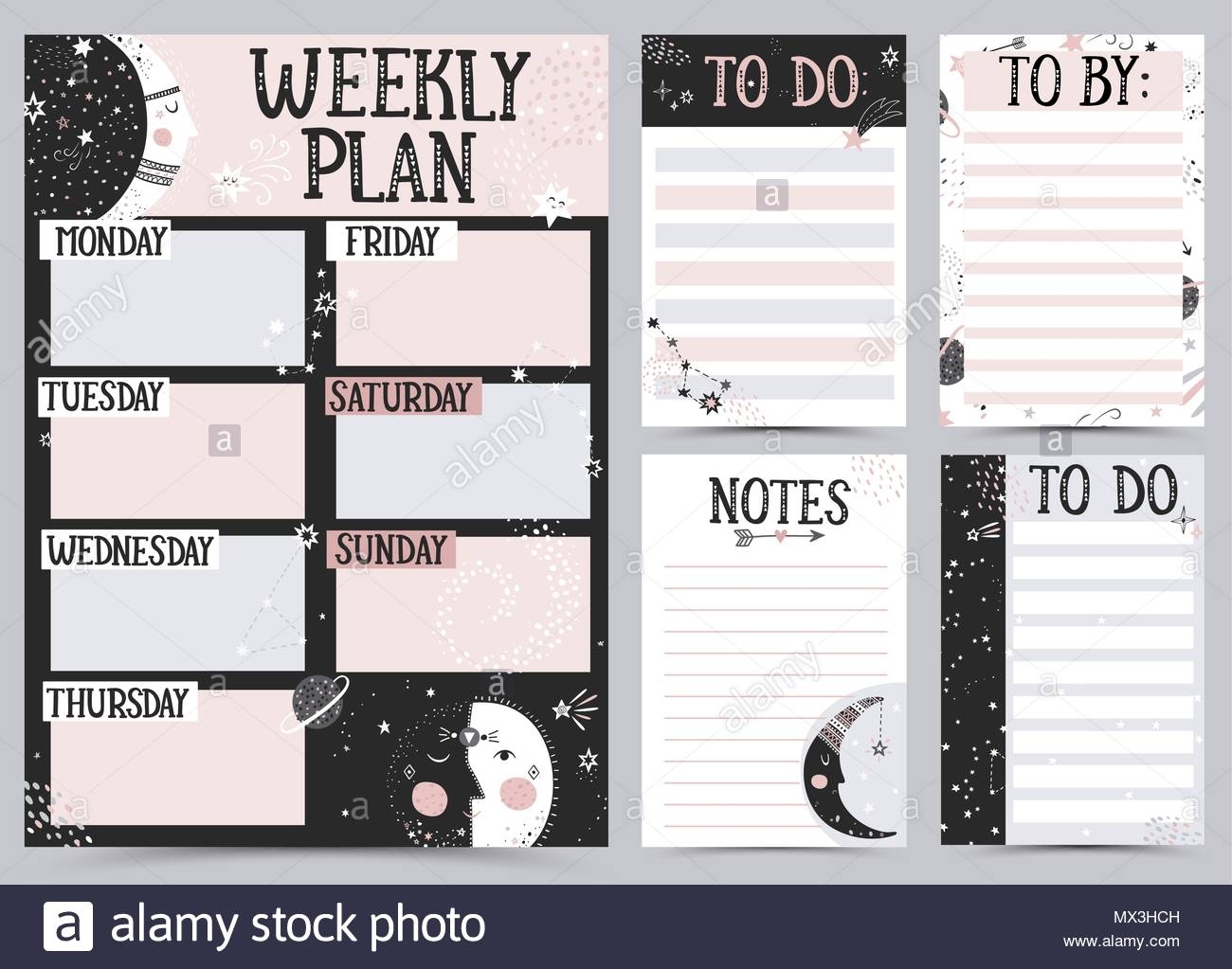 Weekly And Daily Planner Template. Organizer And Schedule With Notes intended for Monday Through Friday Daily Planner