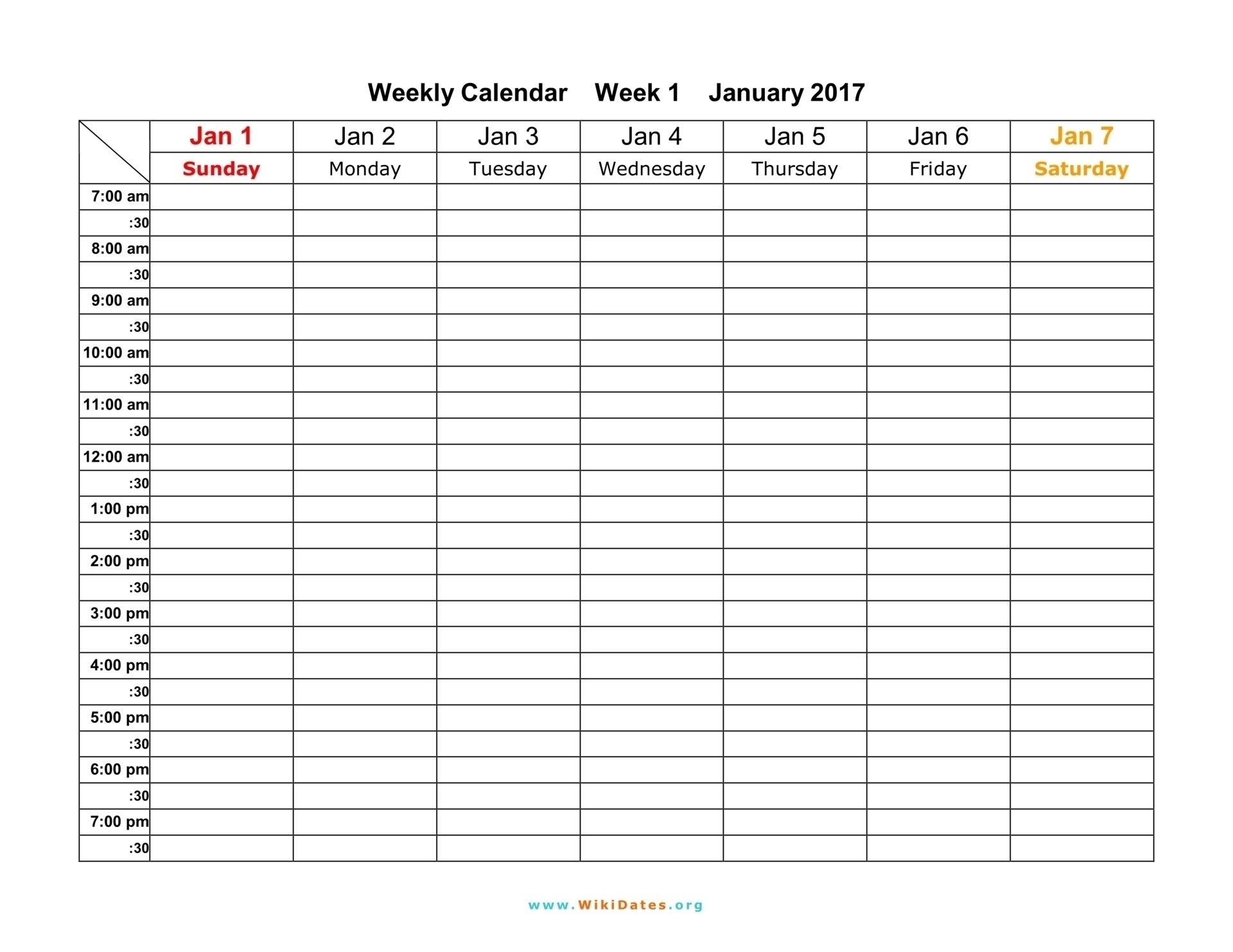 Appointment Schedule Template Sunday To Saturday