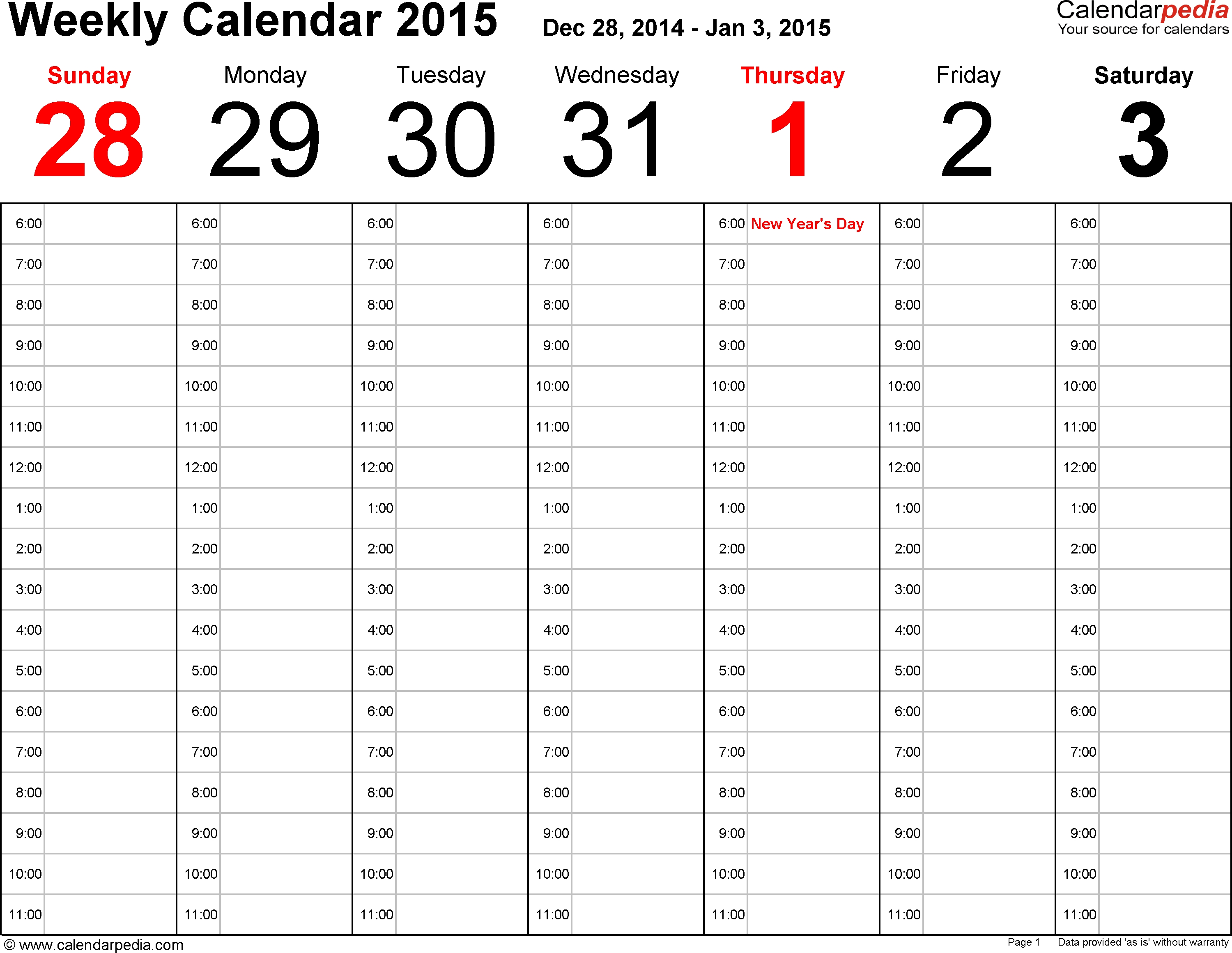 Weekly Calendar 2015 For Word - 12 Free Printable Templates for Printable Weekly Calendar With Top 5 For Week