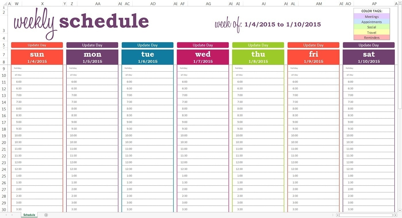 Weekly Calendar Template With Times Schedule Templates Free | Smorad for Weekly Calendar Template With Times