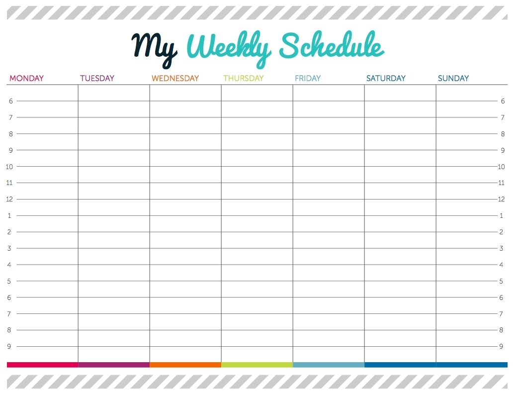 Weekly Calendar With Times Schedule Template Free Printable Time within Day Calendar With Time Slots